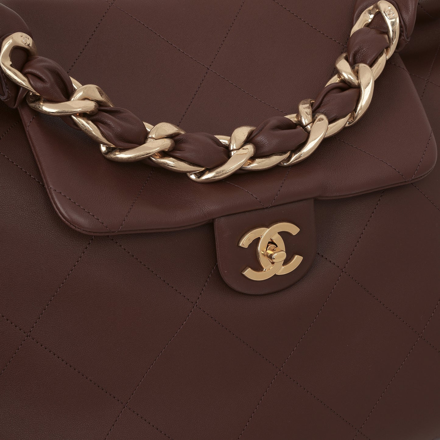 Chanel Maxi Chain Hobo - Brown Calfskin | Aged Gold Hardware