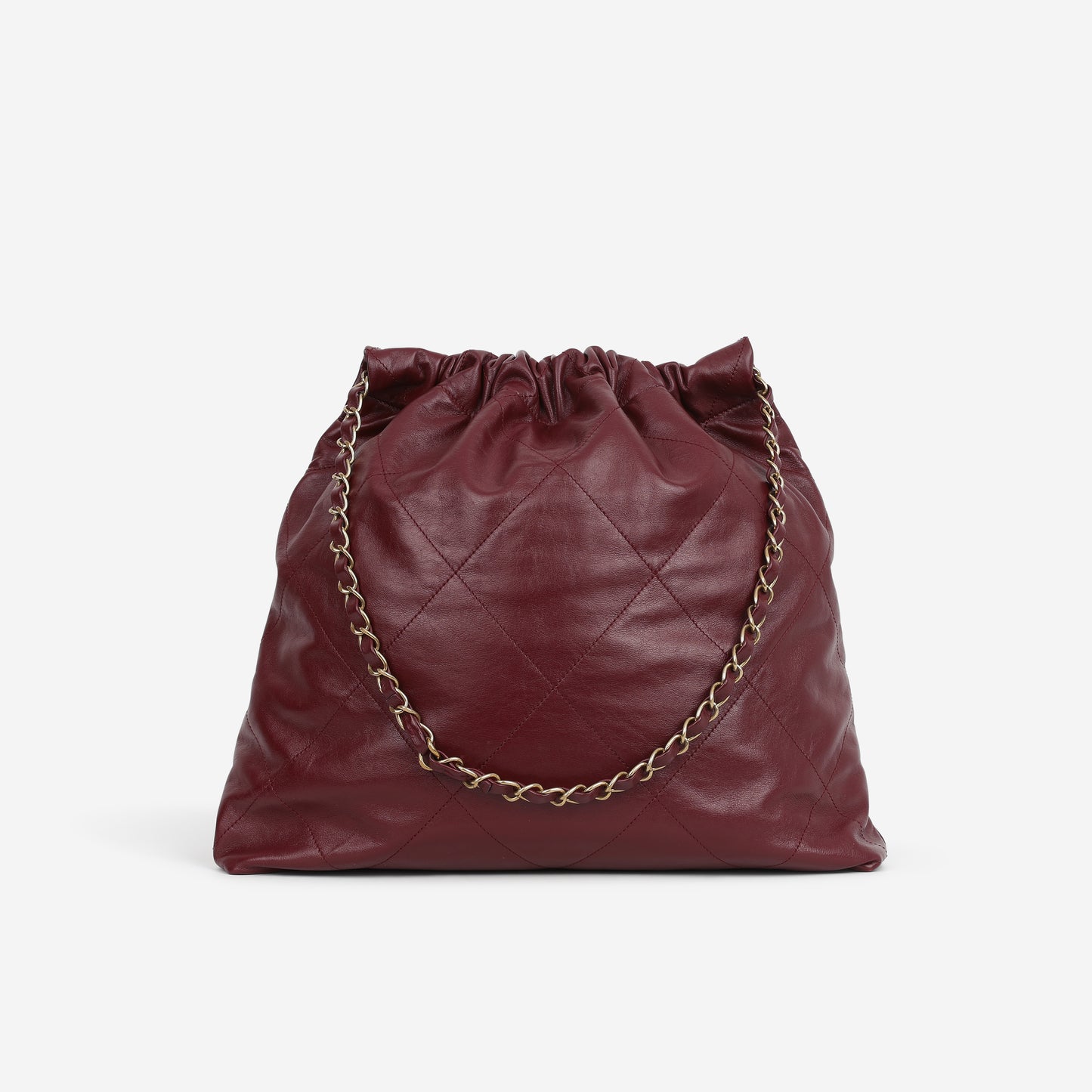 Chanel Medium 22 Hobo - Burgundy Shiny Calfskin | Aged Gold Hardware