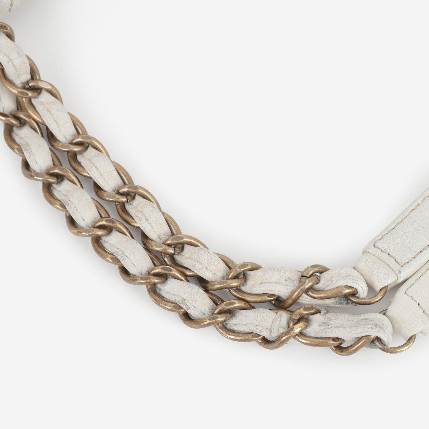 Chanel Mademoiselle Shoulder Bag - White Crumpled Calfskin | Aged Gold Hardware