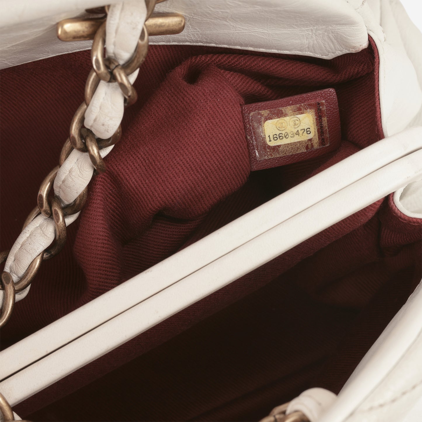 Chanel Mademoiselle Shoulder Bag - White Crumpled Calfskin | Aged Gold Hardware