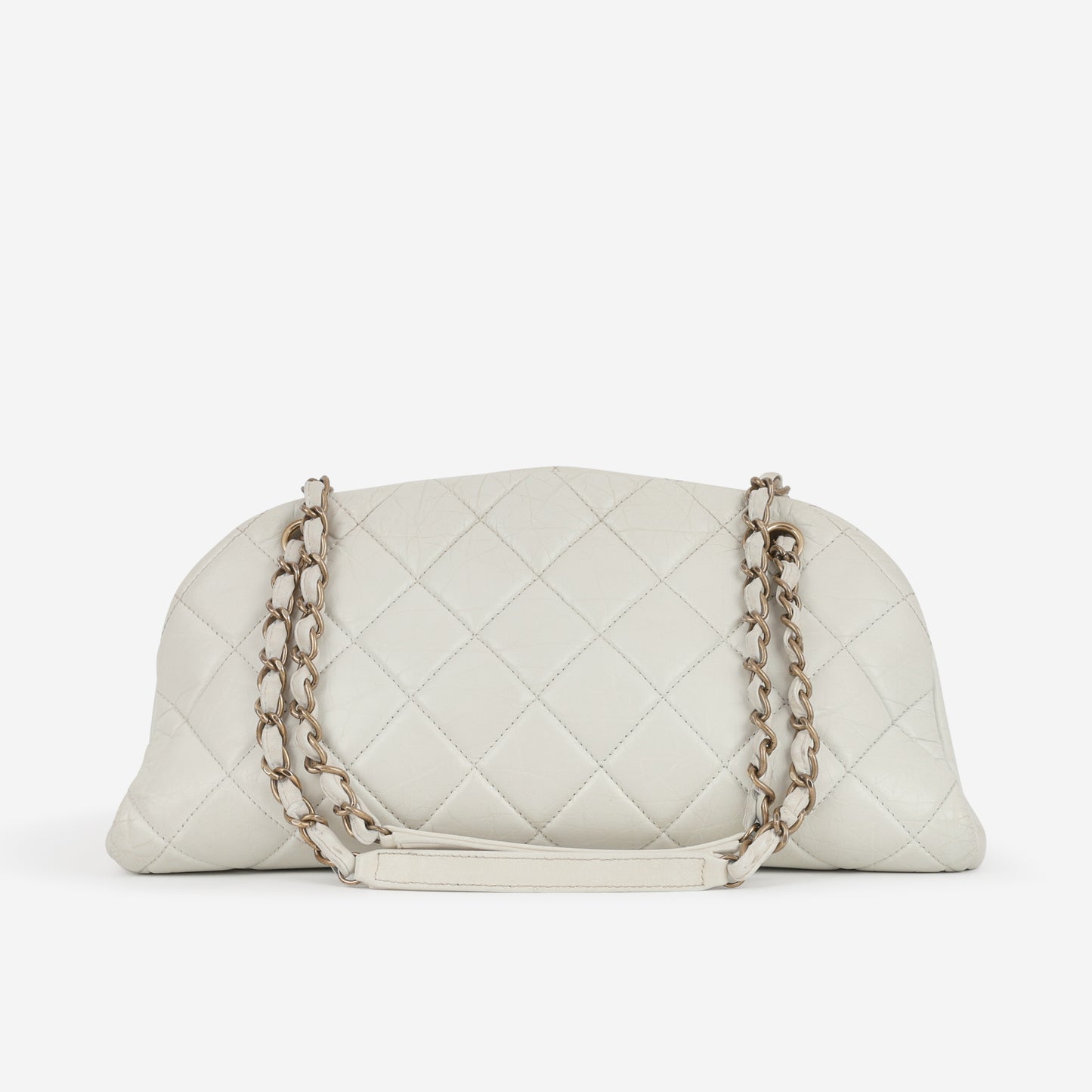 Chanel Mademoiselle Shoulder Bag - White Crumpled Calfskin | Aged Gold Hardware
