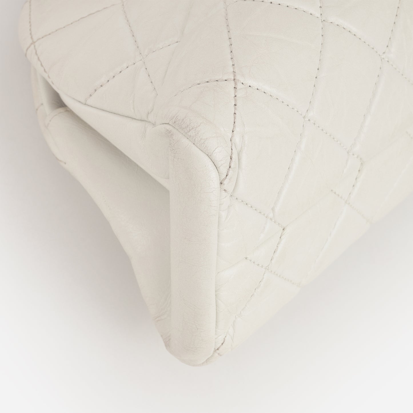 Chanel Mademoiselle Shoulder Bag - White Crumpled Calfskin | Aged Gold Hardware