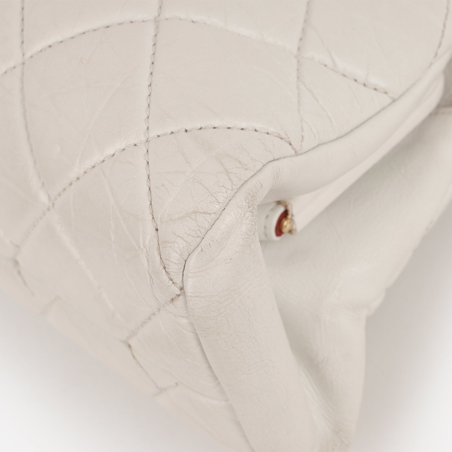 Chanel Mademoiselle Shoulder Bag - White Crumpled Calfskin | Aged Gold Hardware