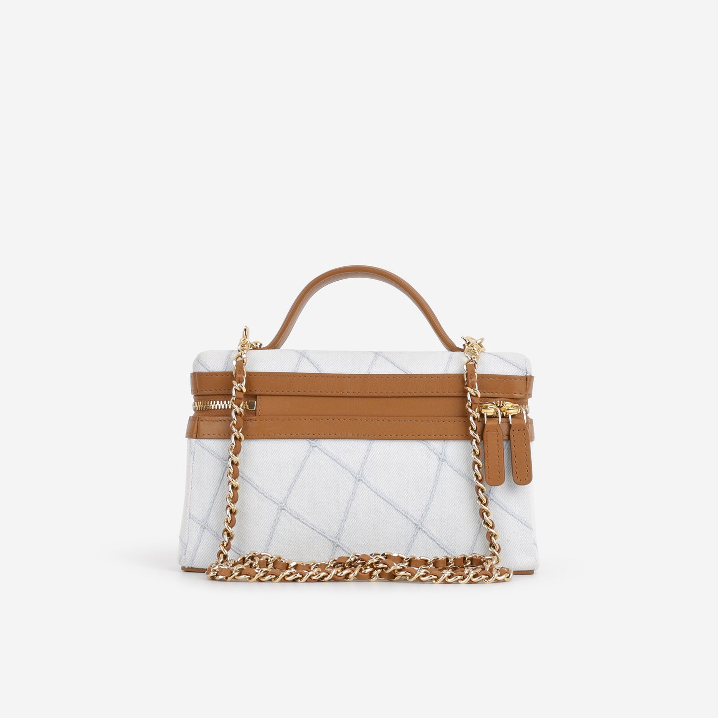 Chanel Coco Beach Vanity with Top Handle - Denim / Tan Leather | Champagne Gold Hardware