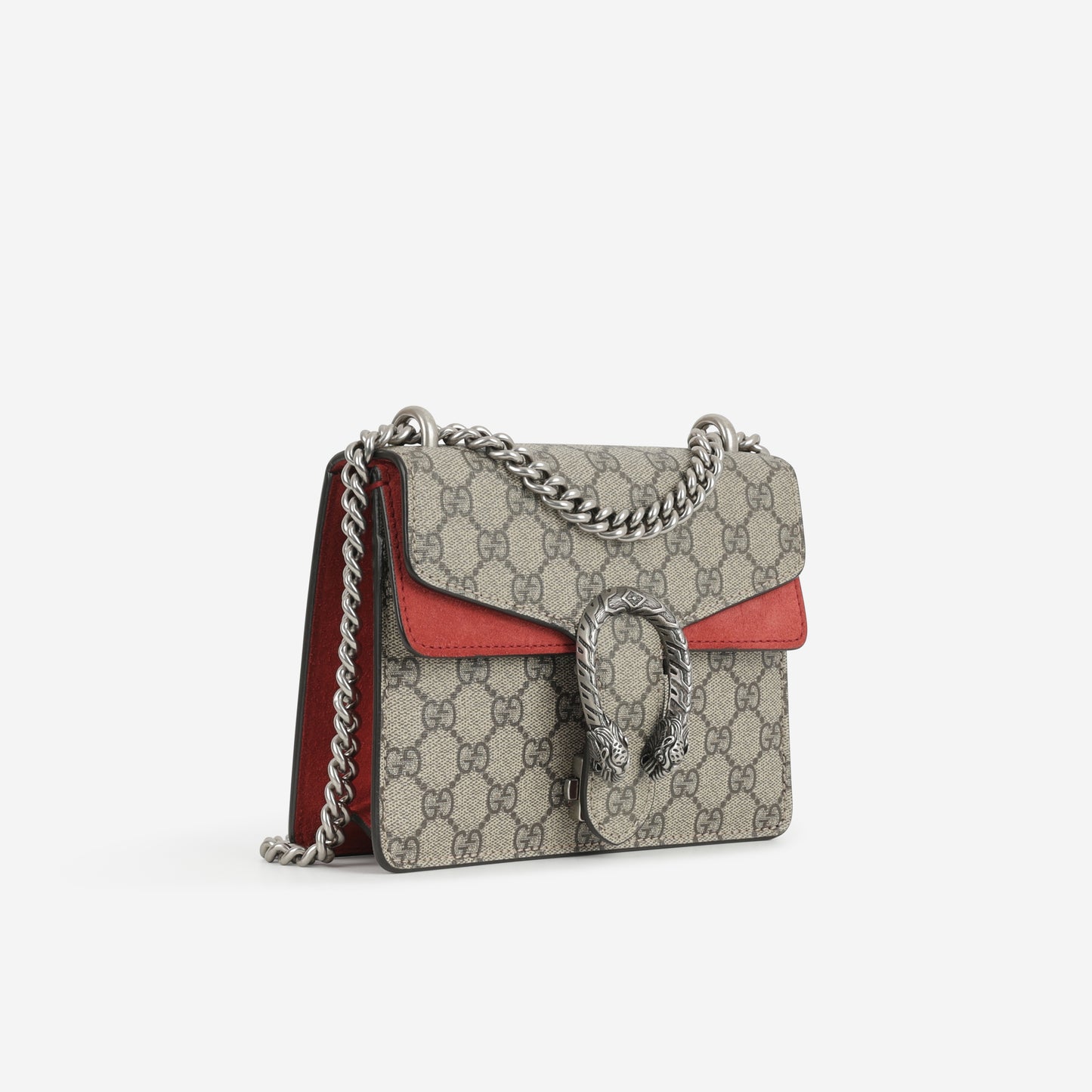 Gucci Small Dionysus - GG Supreme Canvas / Red Interior | Silver Hardware