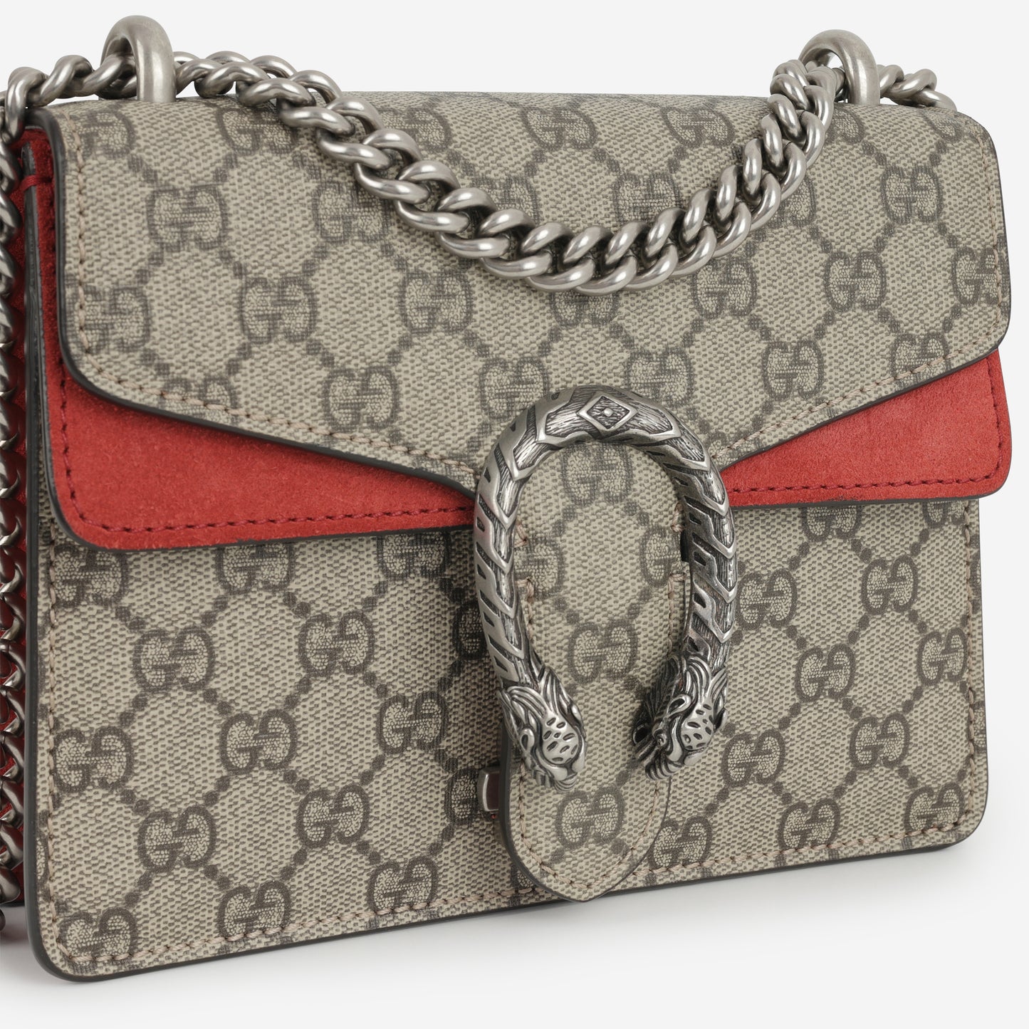 Gucci Small Dionysus - GG Supreme Canvas / Red Interior | Silver Hardware