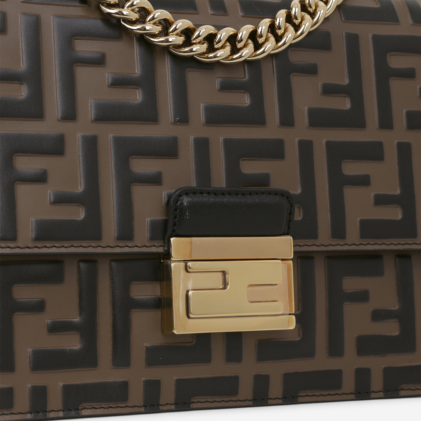 Fendi Small Kan U - Brown Zucca Calfskin | Gold Hardware