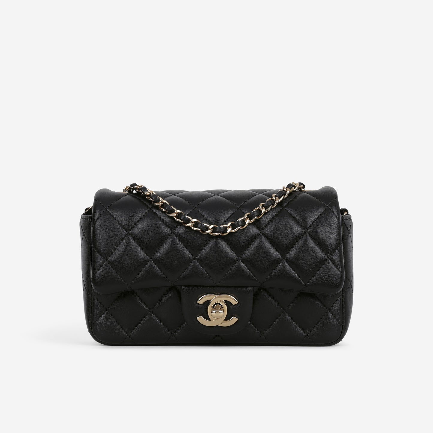 Chanel Mini Rectangular Slim - Black Lambskin | Champagne Gold Hardware