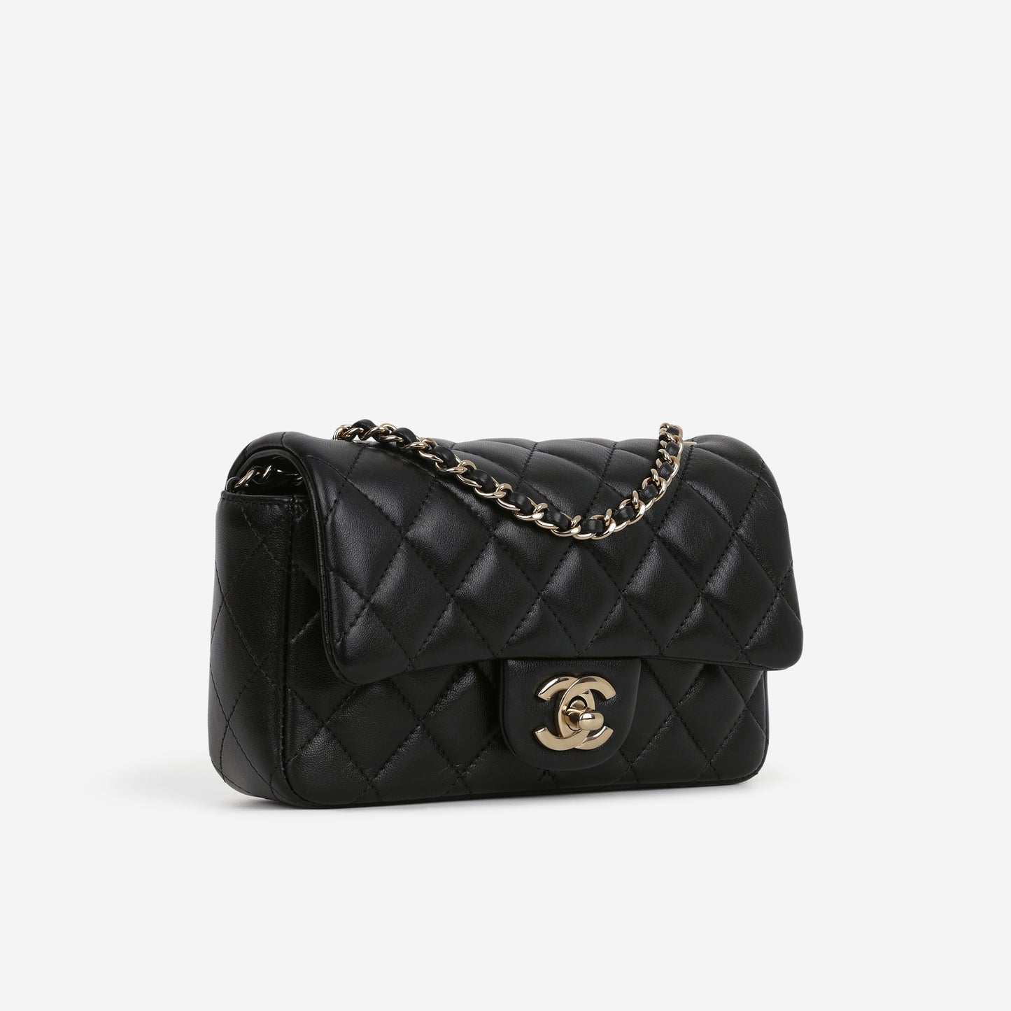 Chanel Mini Rectangular Slim - Black Lambskin | Champagne Gold Hardware