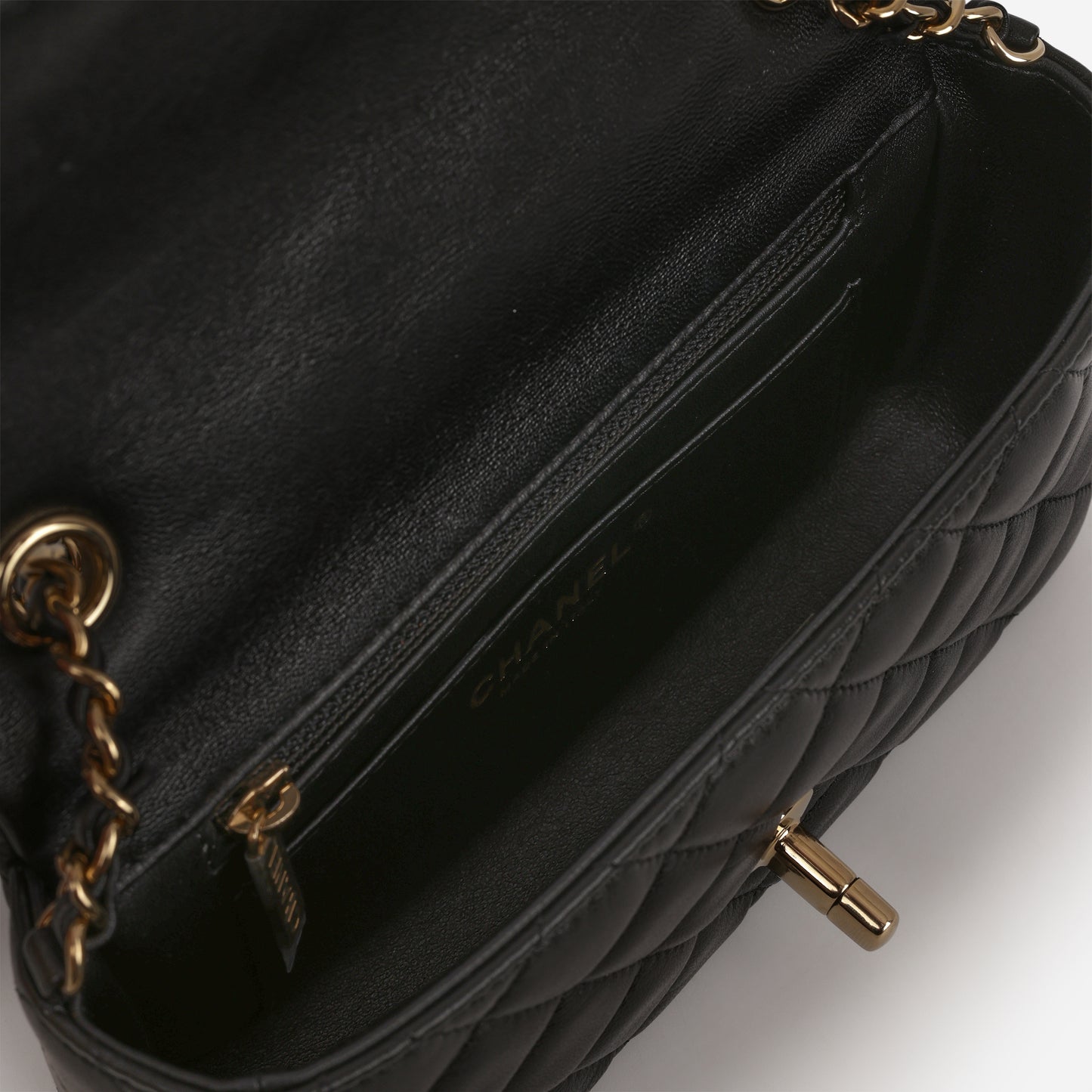 Chanel Mini Rectangular Slim - Black Lambskin | Champagne Gold Hardware