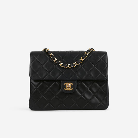 Chanel Vintage Square Flap Bag - Black Lambskin | Gold Hardware