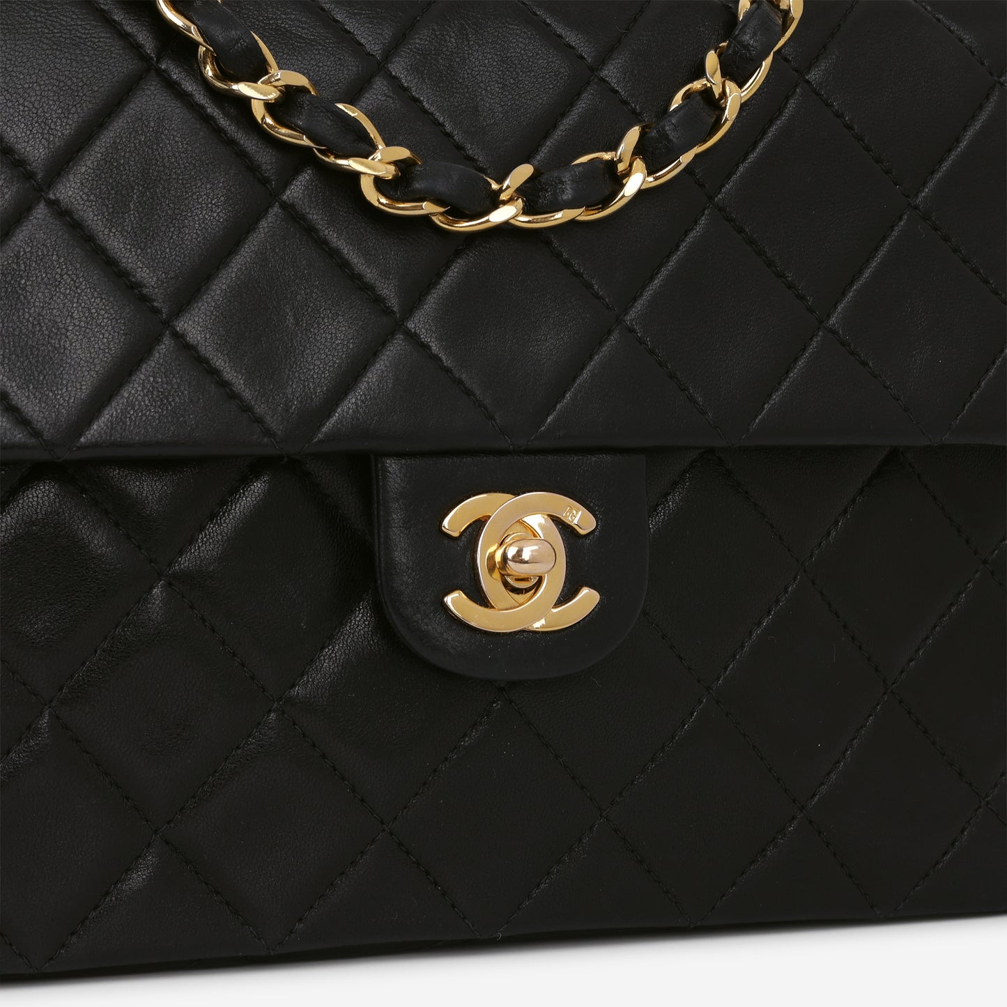 Chanel Vintage Square Flap Bag - Black Lambskin | Gold Hardware