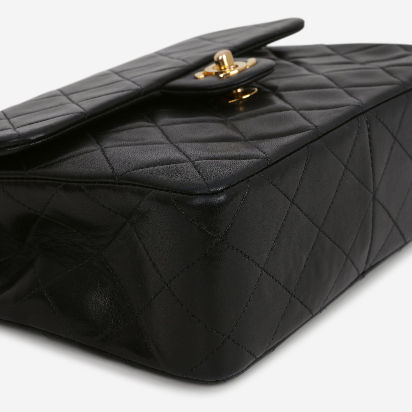 Chanel Vintage Square Flap Bag - Black Lambskin | Gold Hardware