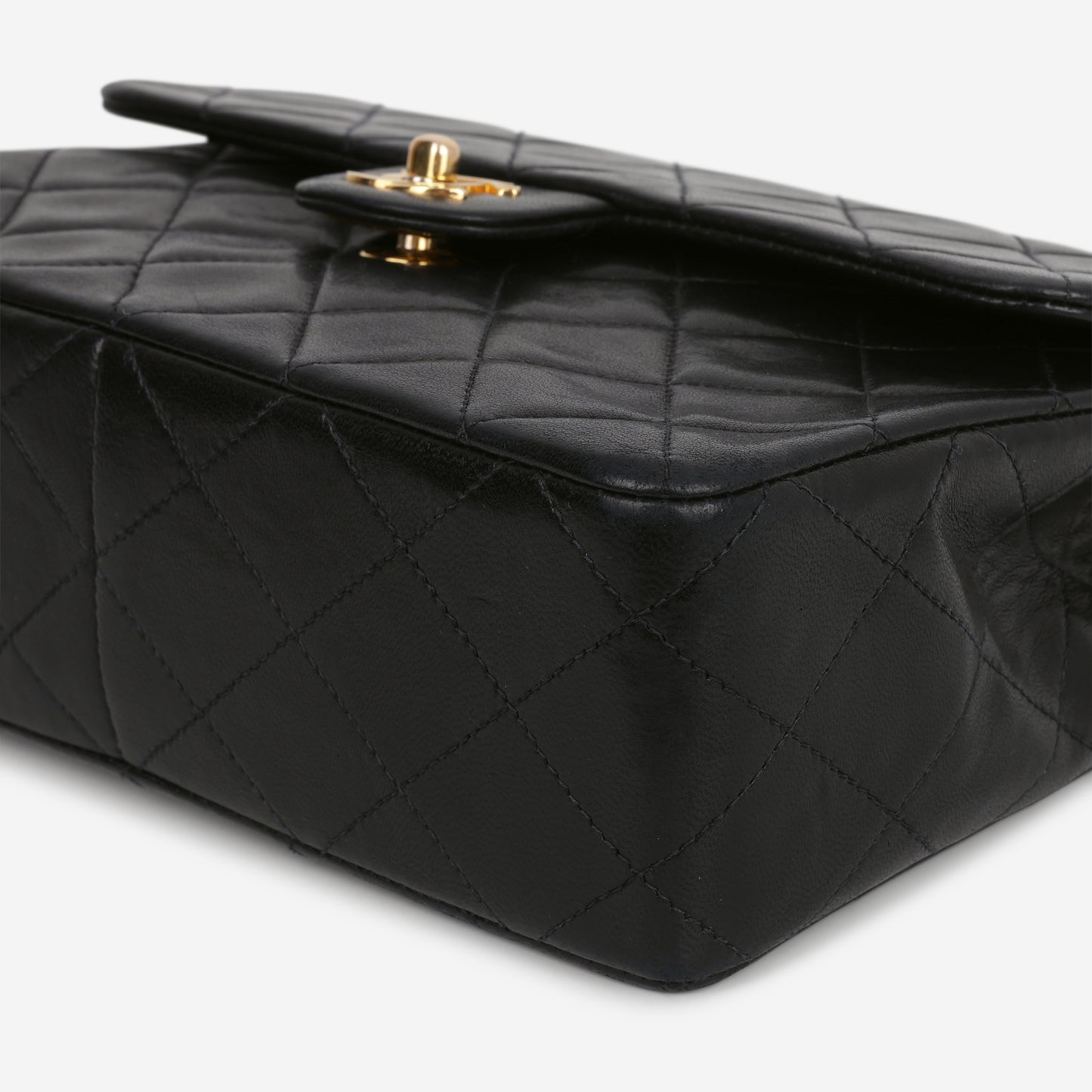 Chanel Vintage Square Flap Bag - Black Lambskin | Gold Hardware