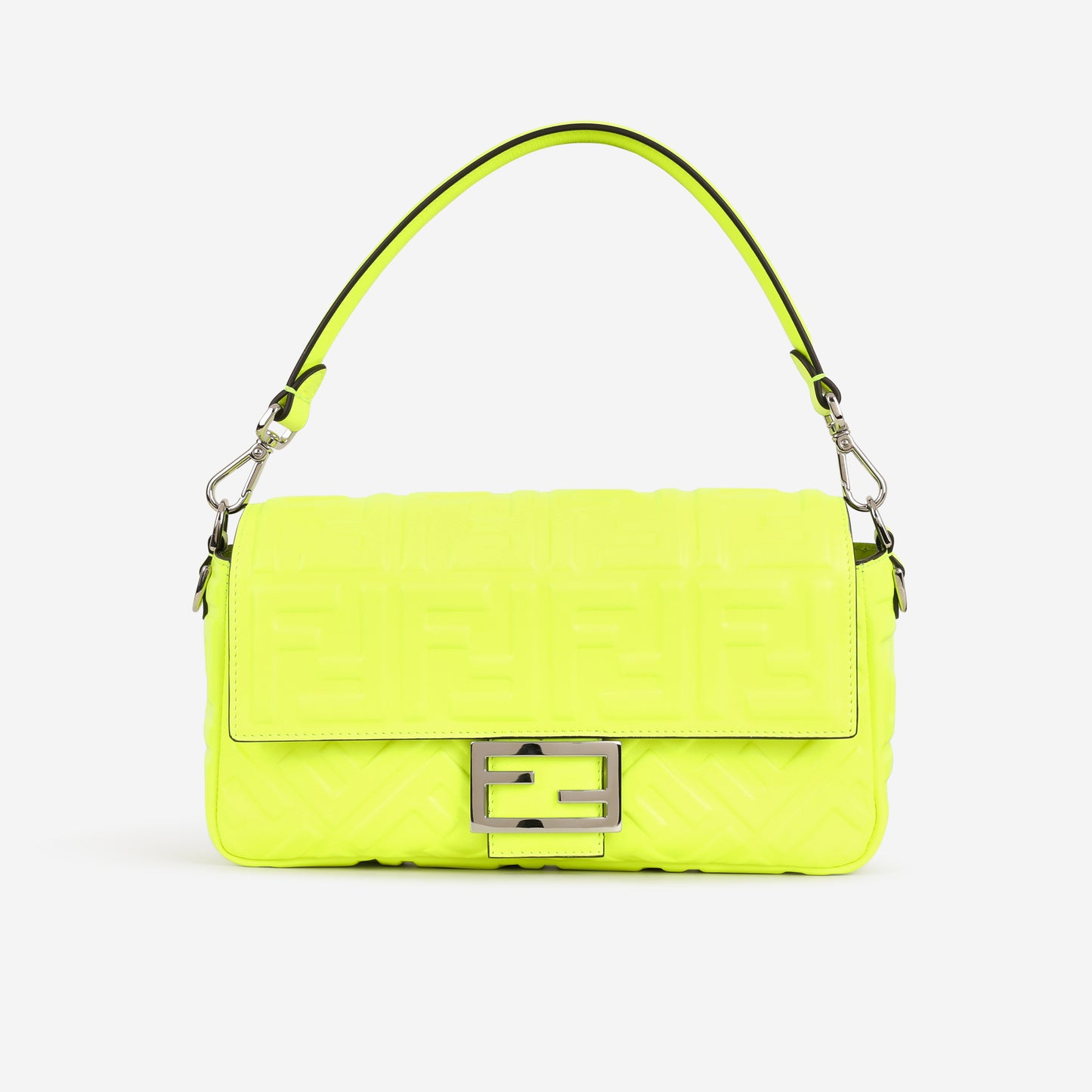 Fendi Medium Baguette - Neon Yellow Nappa | Silver Hardware