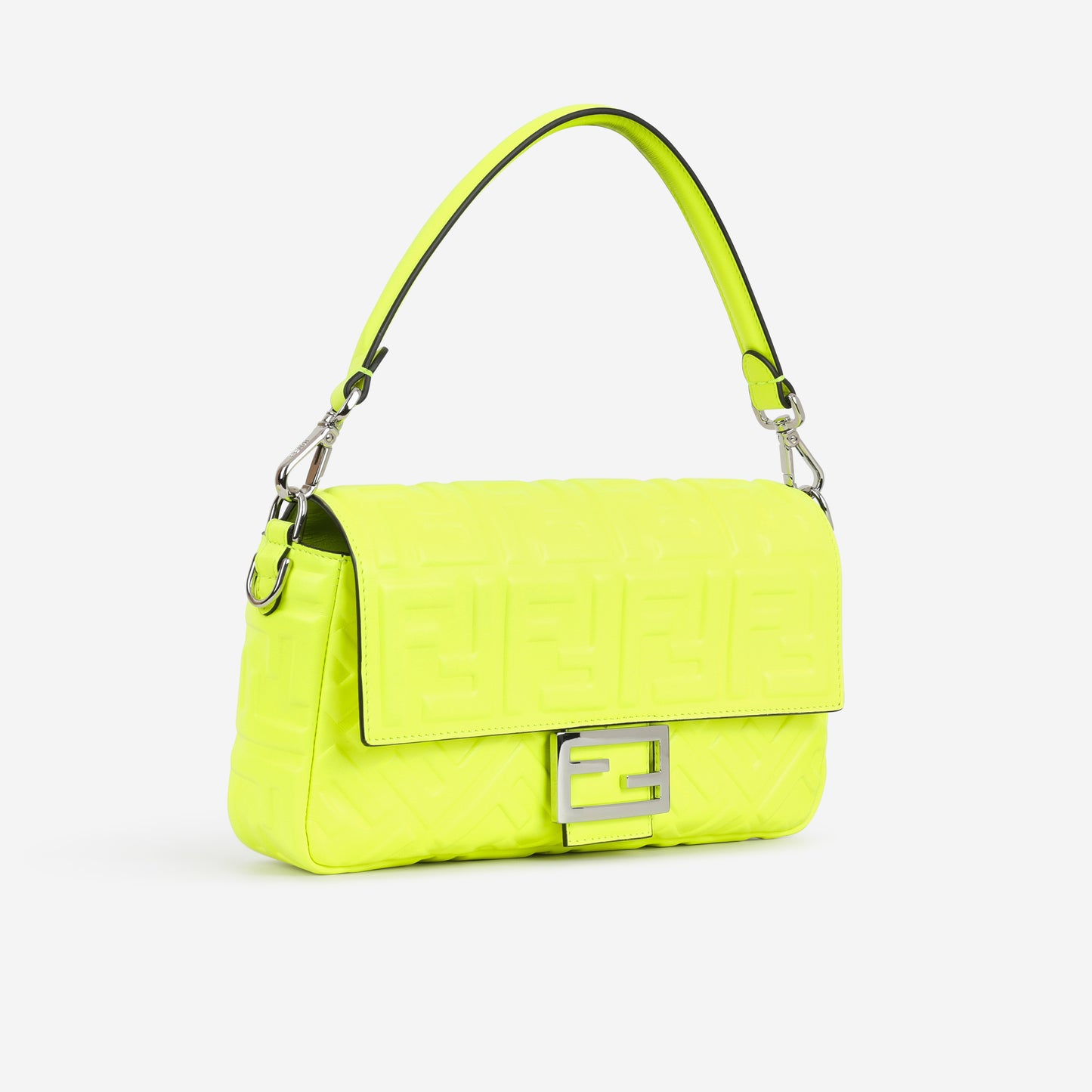 Fendi Medium Baguette - Neon Yellow Nappa | Silver Hardware