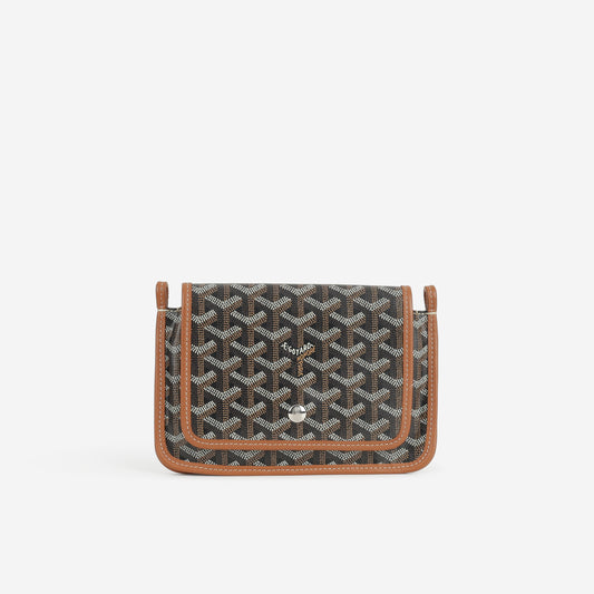 Goyard Plumet Pocket Wallet - Black/Tan Goyardine | Palladium Hardware