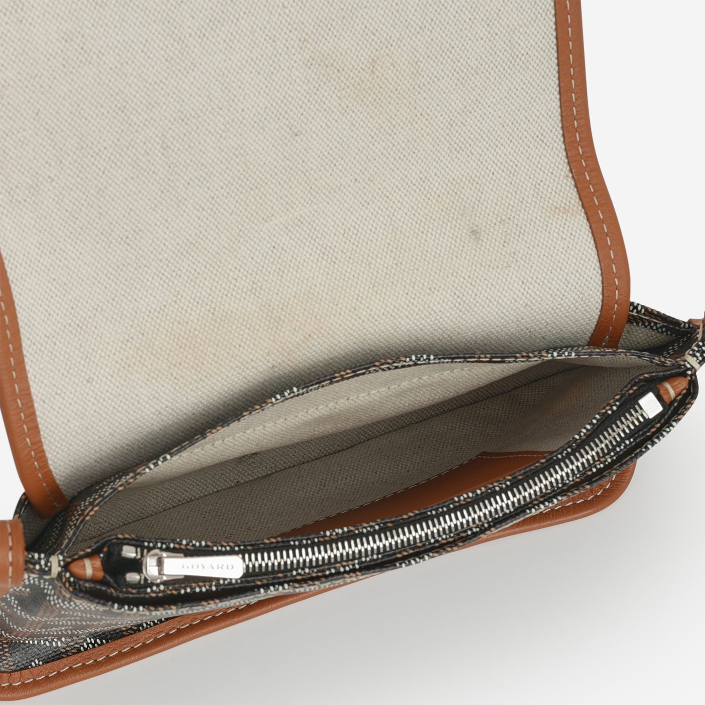 Goyard Plumet Pocket Wallet - Black/Tan Goyardine | Palladium Hardware