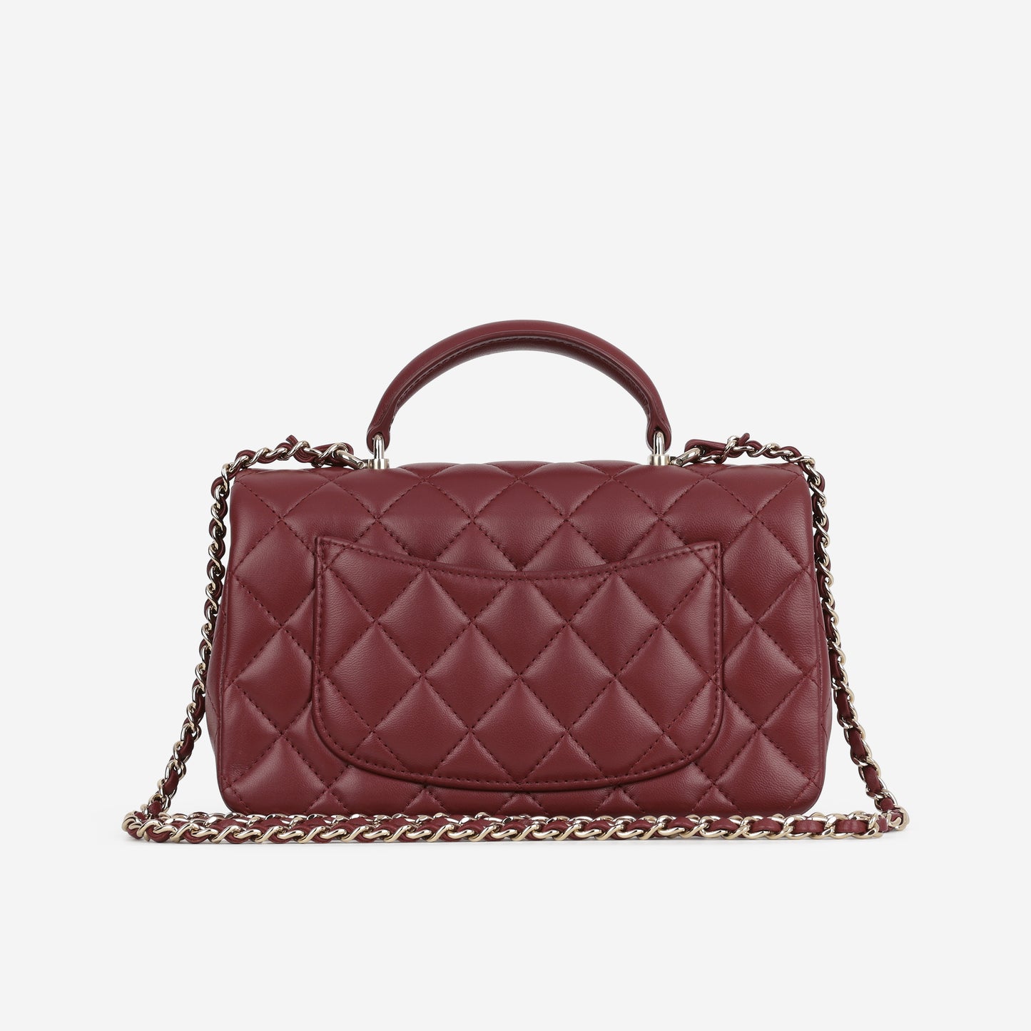 Chanel Mini Rectangular Top Handle - Burgundy Lambskin | Champagne Gold Hardware