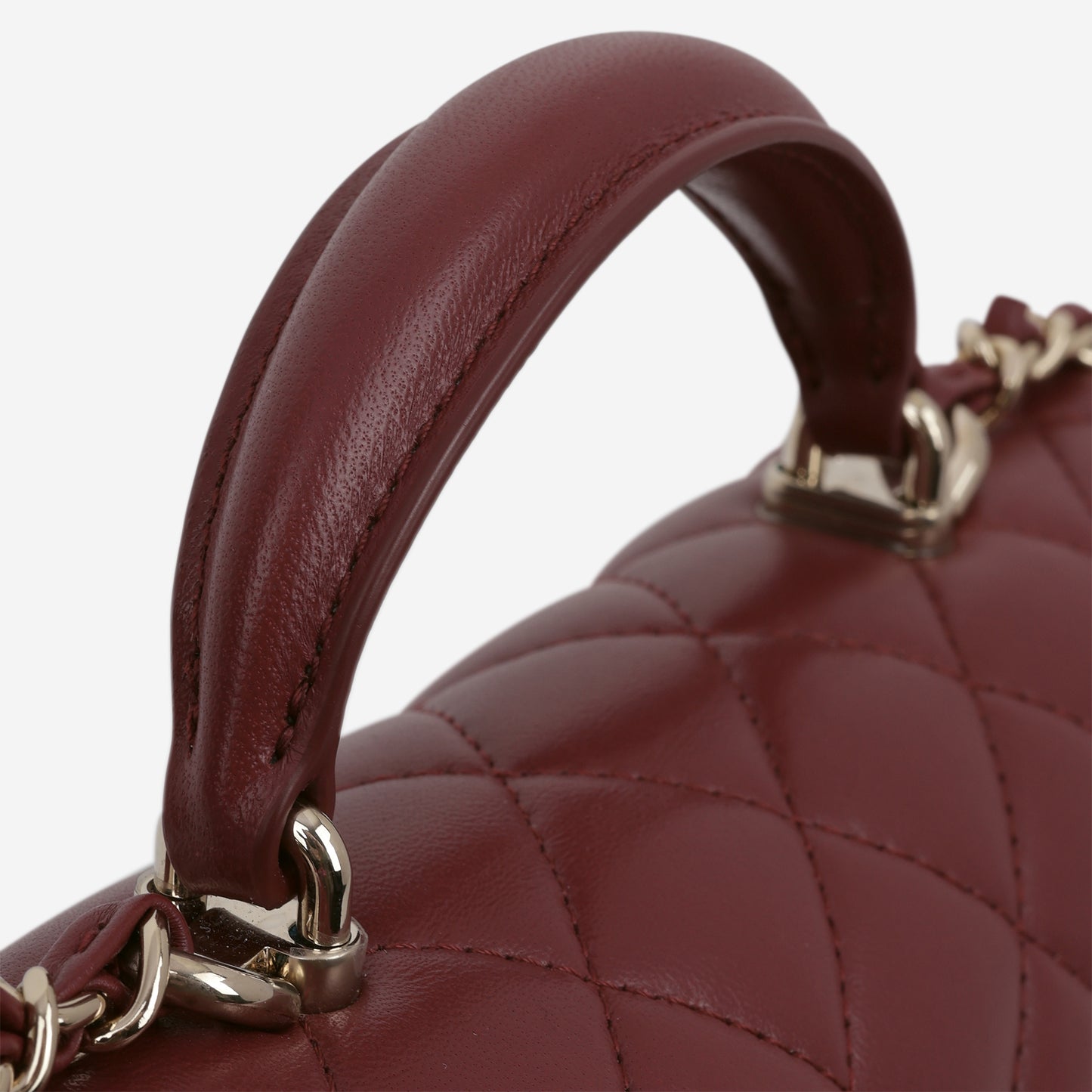 Chanel Mini Rectangular Top Handle - Burgundy Lambskin | Champagne Gold Hardware