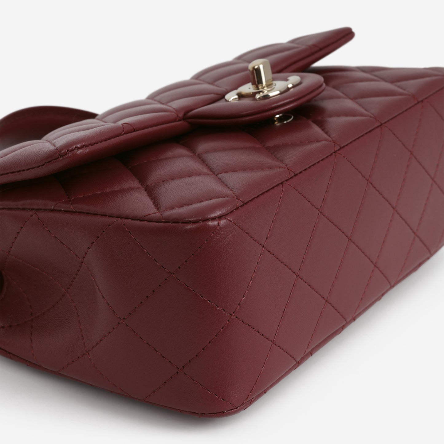 Chanel Mini Rectangular Top Handle - Burgundy Lambskin | Champagne Gold Hardware