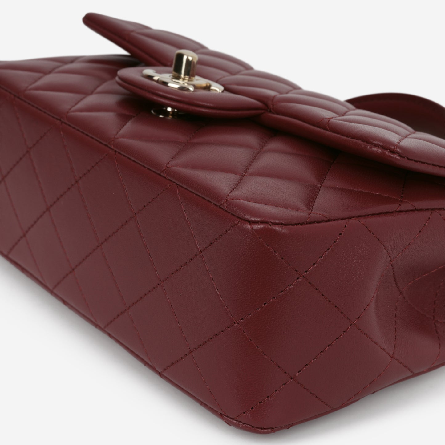 Chanel Mini Rectangular Top Handle - Burgundy Lambskin | Champagne Gold Hardware