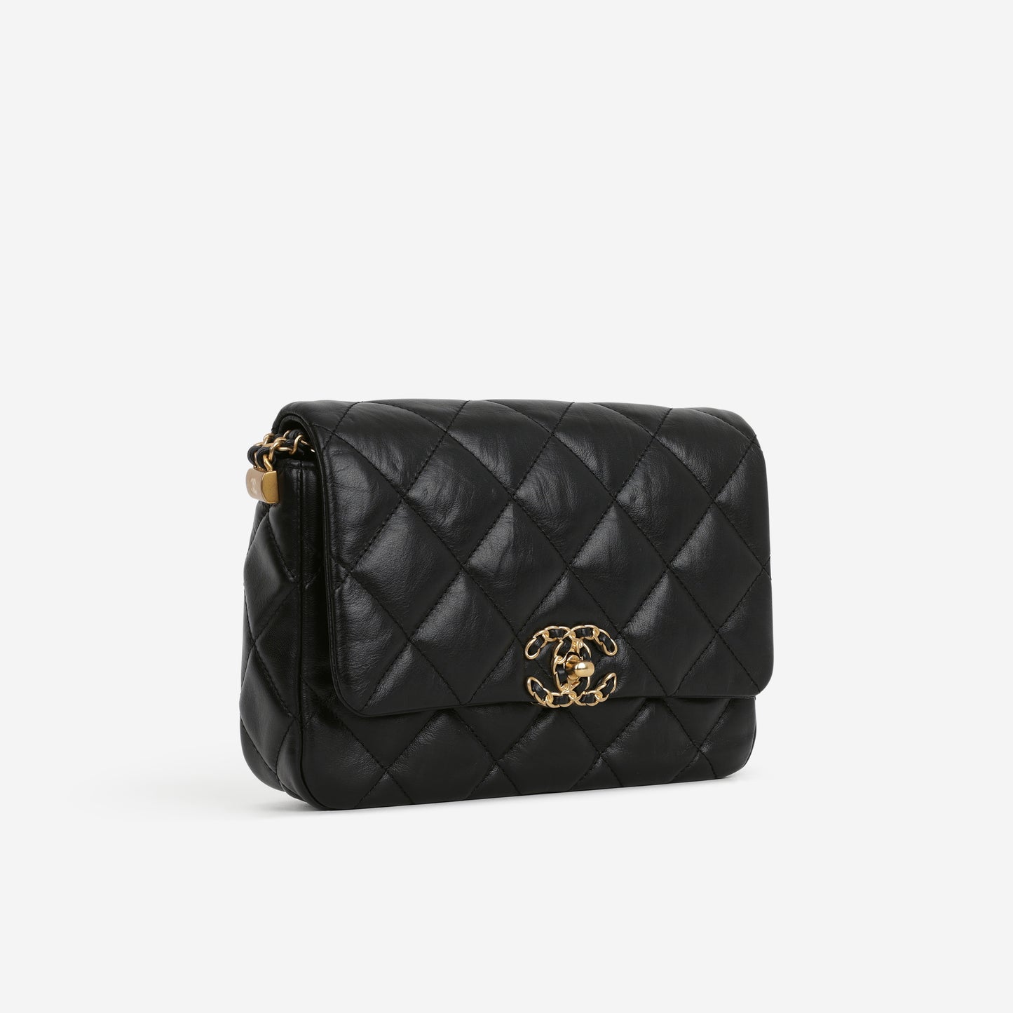 Chanel Seasonal 19 Mini Flap Bag - Black Calfskin | Antique Gold-tone Hardware