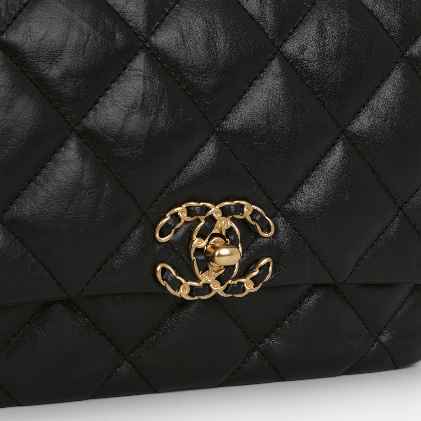 Chanel Seasonal 19 Mini Flap Bag - Black Calfskin | Antique Gold-tone Hardware