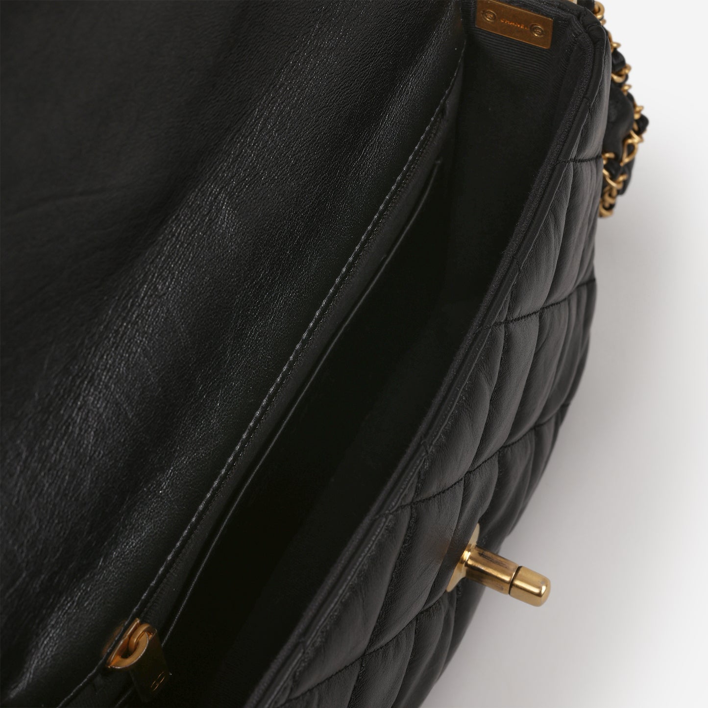 Chanel Seasonal 19 Mini Flap Bag - Black Calfskin | Antique Gold-tone Hardware