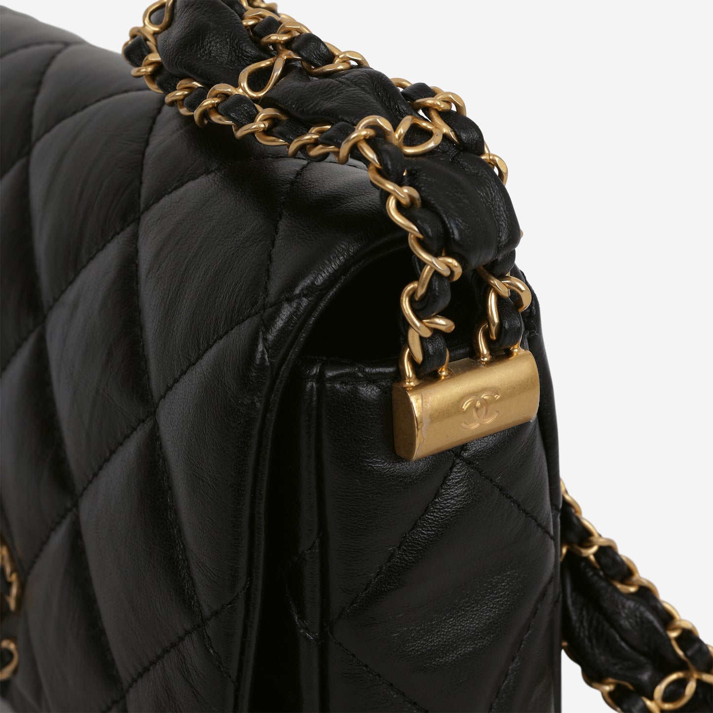 Chanel Seasonal 19 Mini Flap Bag - Black Calfskin | Antique Gold-tone Hardware