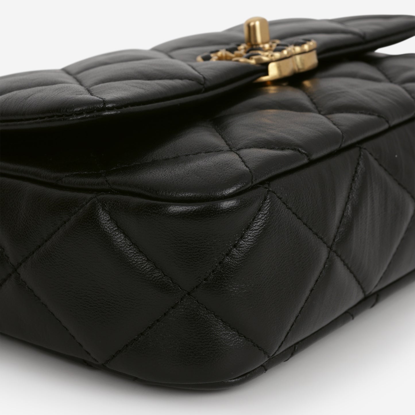 Chanel Seasonal 19 Mini Flap Bag - Black Calfskin | Antique Gold-tone Hardware