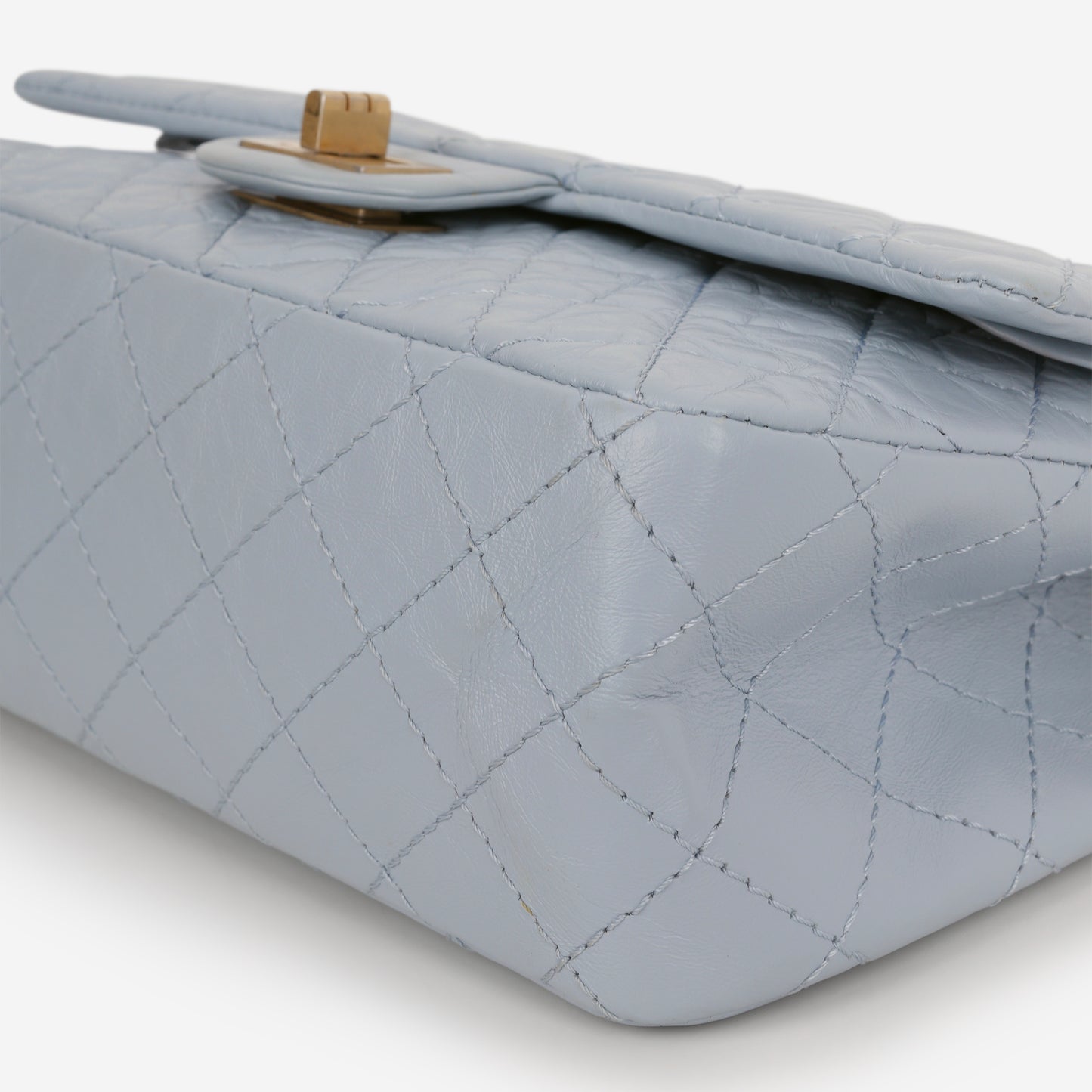 Chanel 2.55 Re-Issue 225 - Light Blue Crumpled Calfskin | Antique Gold Hardware