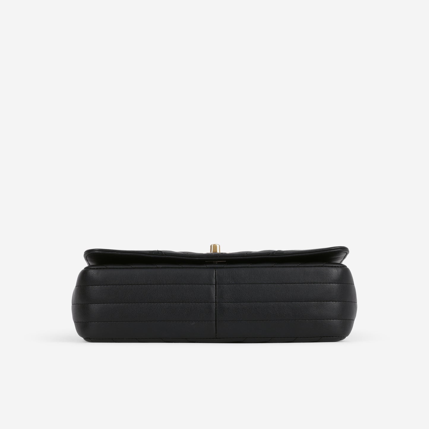 Chanel Chevron Statement Flap Bag - Black Lambskin | Champagne Gold Hardware