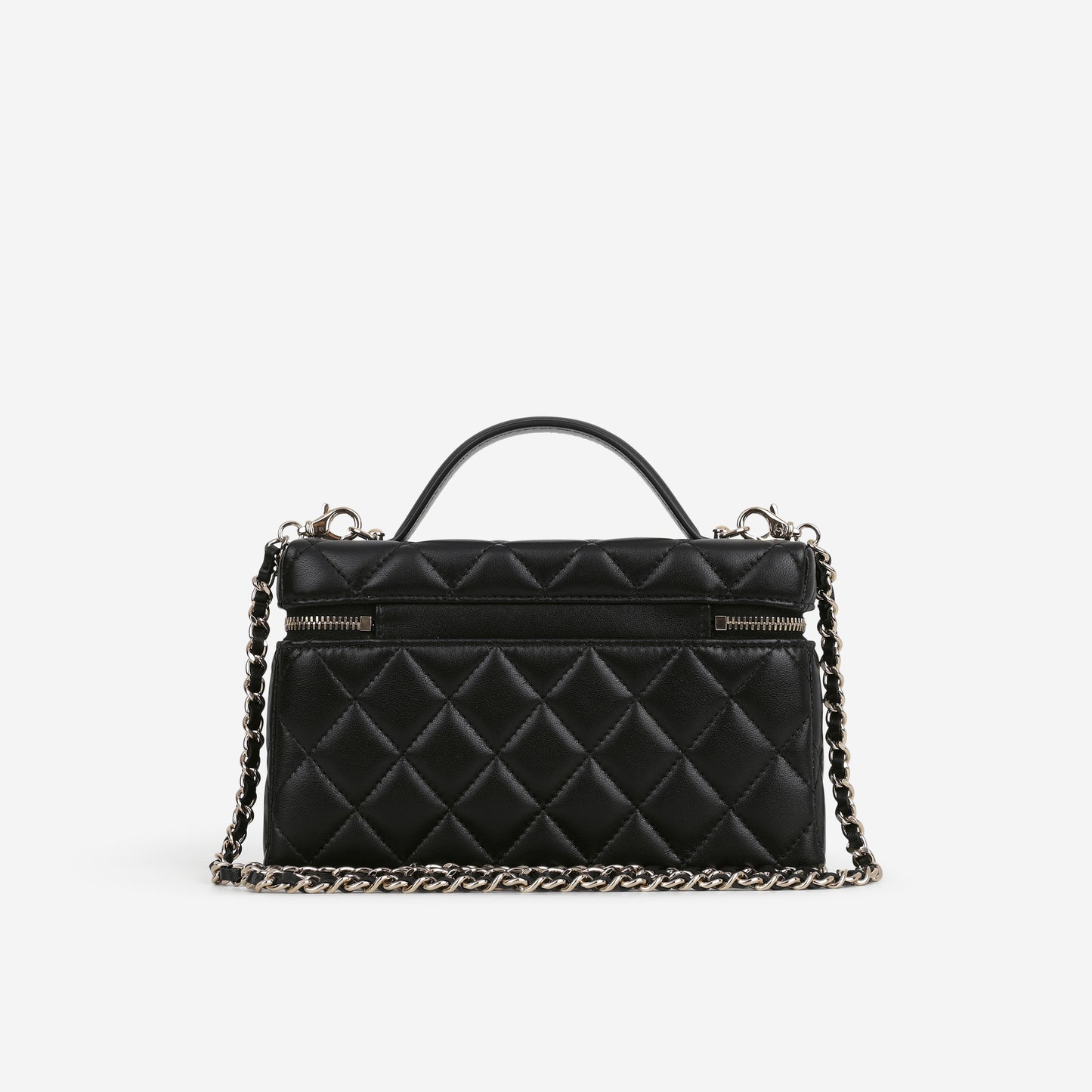 Chanel Top Handle Vanity With Chain - Black Lambskin | Champagne Gold Hardware