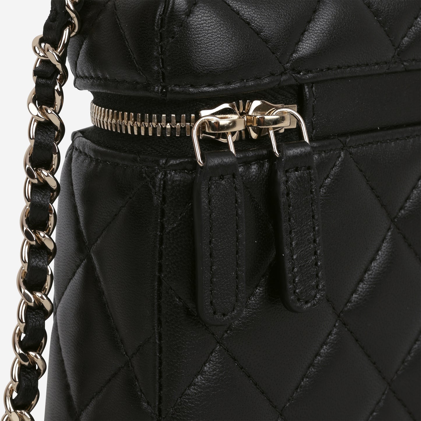 Chanel Top Handle Vanity With Chain - Black Lambskin | Champagne Gold Hardware