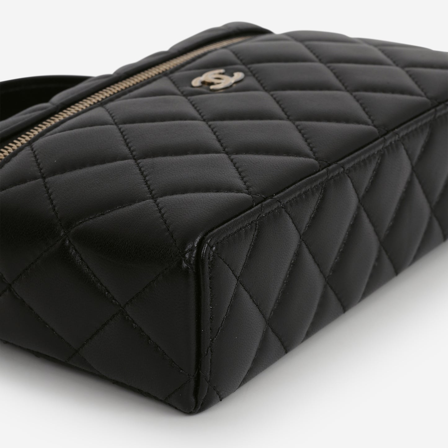 Chanel Top Handle Vanity With Chain - Black Lambskin | Champagne Gold Hardware