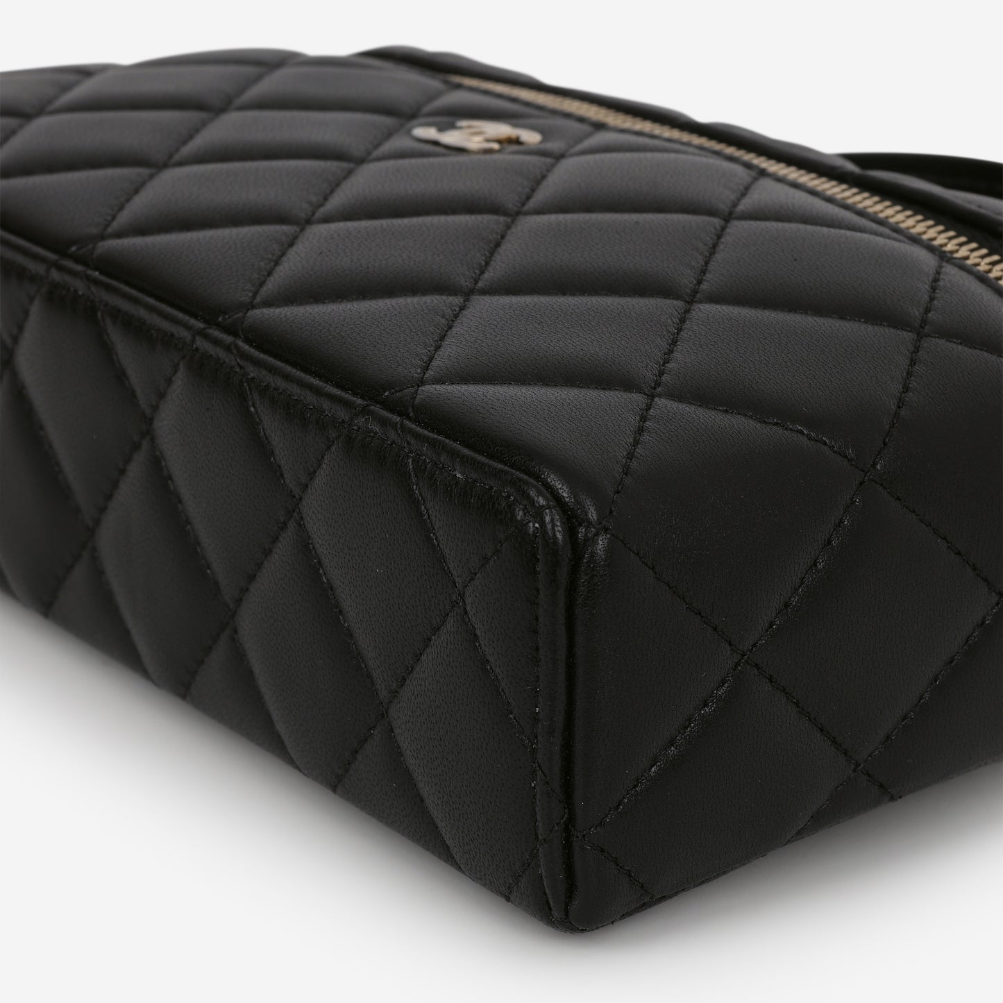 Chanel Top Handle Vanity With Chain - Black Lambskin | Champagne Gold Hardware