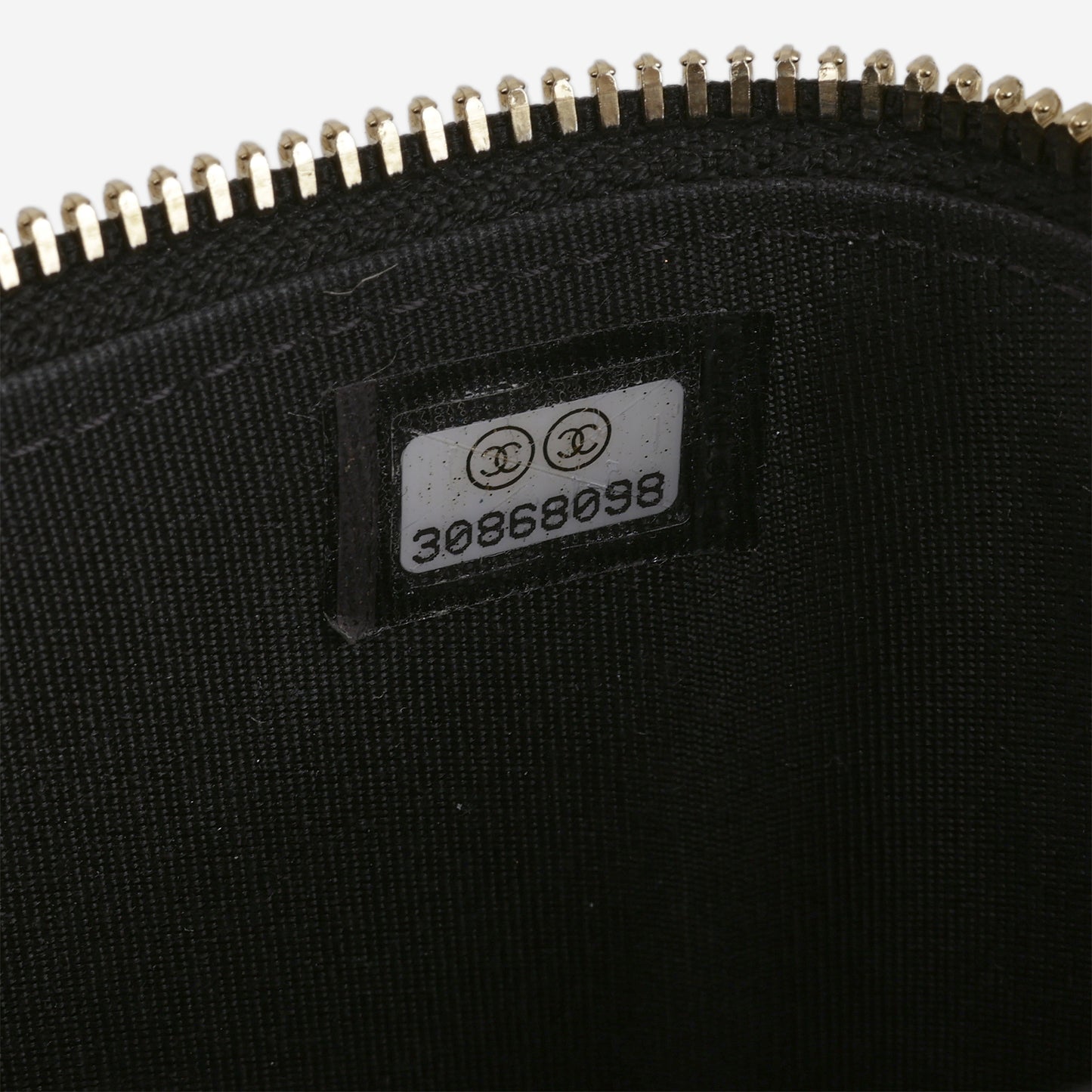 Chanel Mini Vanity on Chain - Black / Beige Striped Raffia | Champagne Gold Hardware