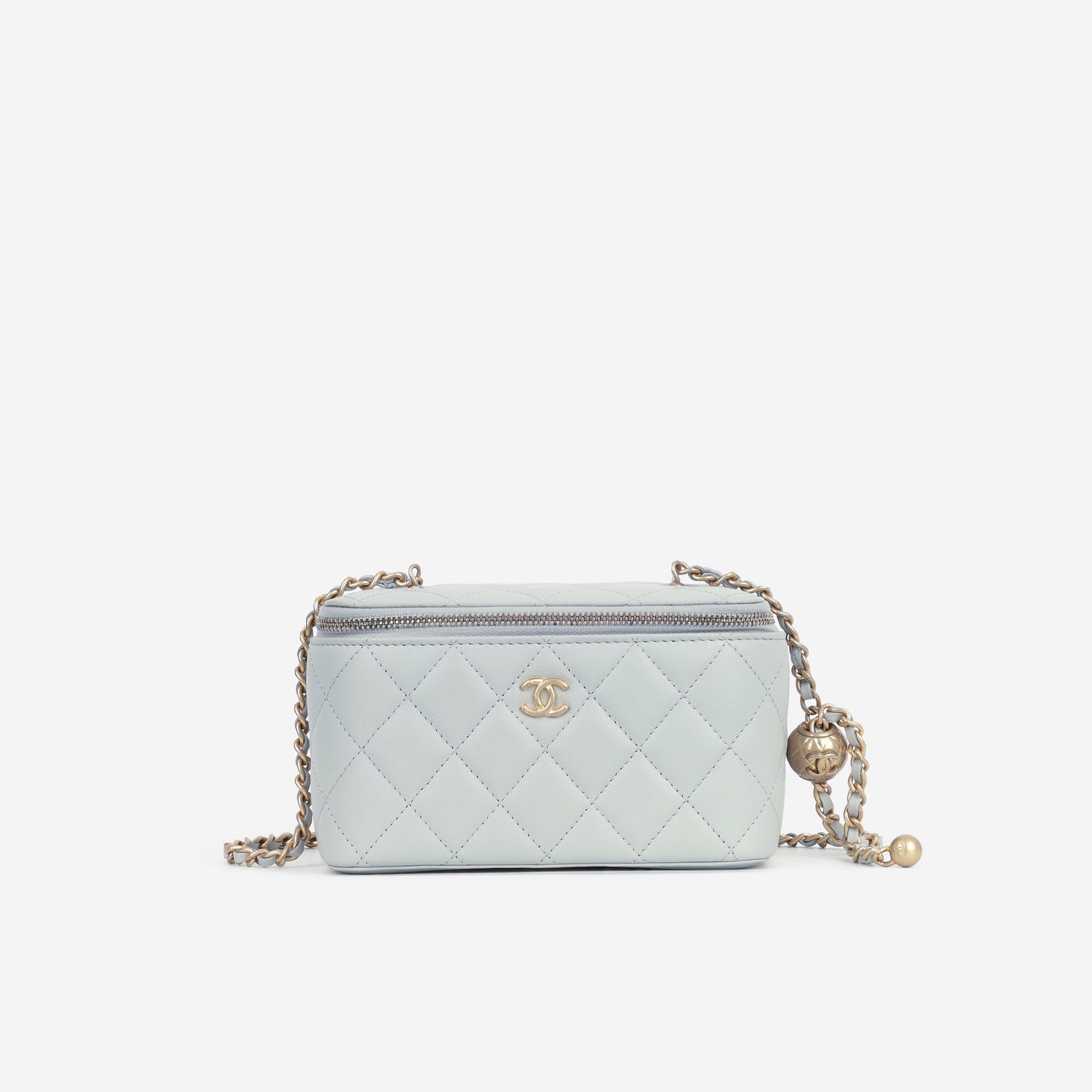 Chanel Small Vanity Pearl Crush - Light Blue Lambskin | Antique Gold Hardware