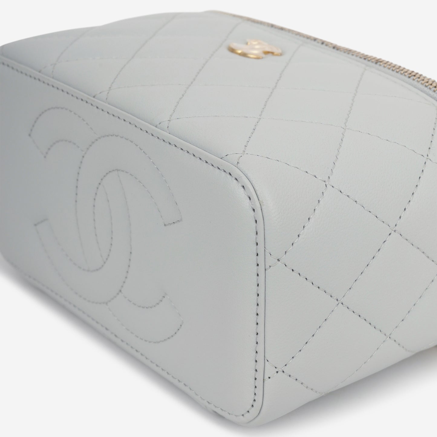 Chanel Small Vanity Pearl Crush - Light Blue Lambskin | Antique Gold Hardware