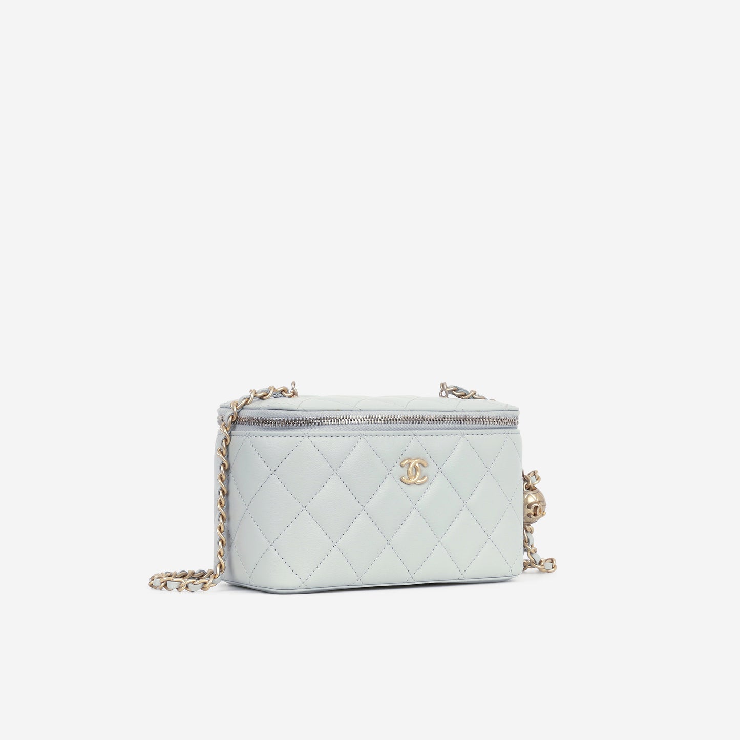 Chanel Small Vanity Pearl Crush - Light Blue Lambskin | Antique Gold Hardware