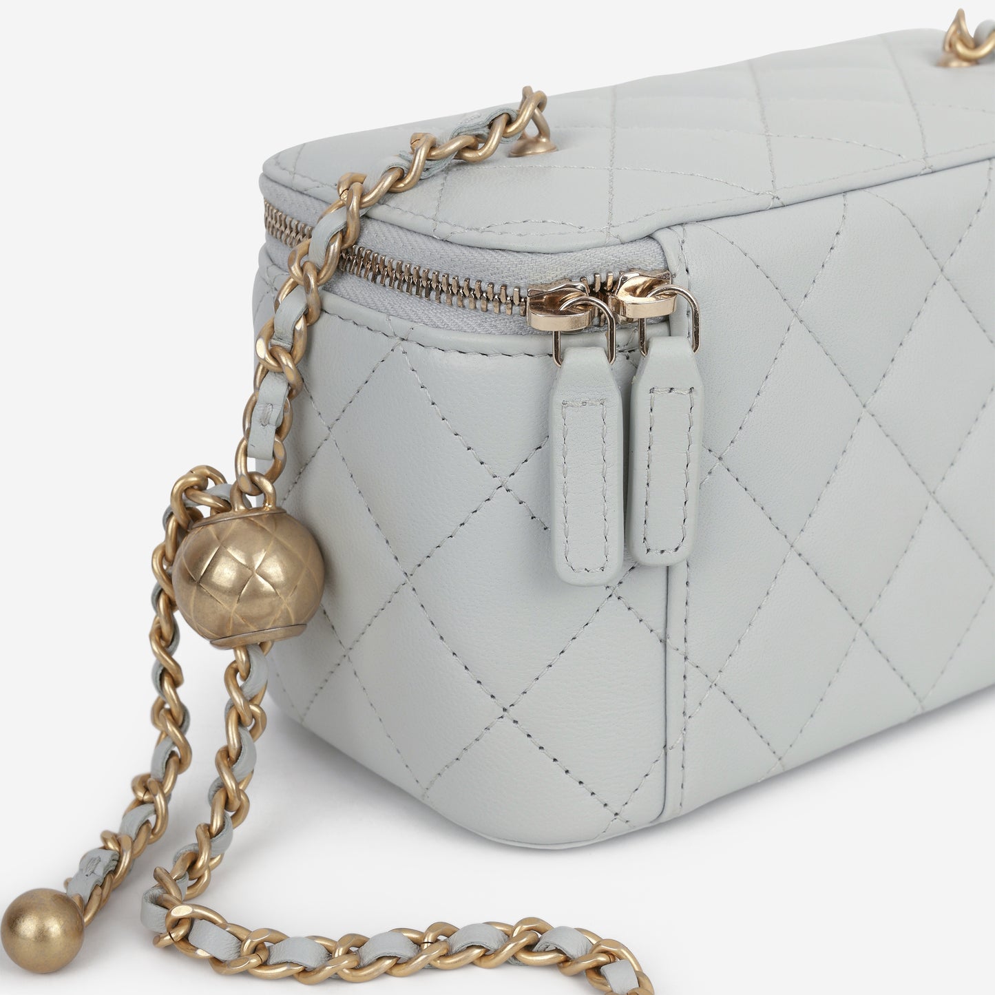 Chanel Small Vanity Pearl Crush - Light Blue Lambskin | Antique Gold Hardware