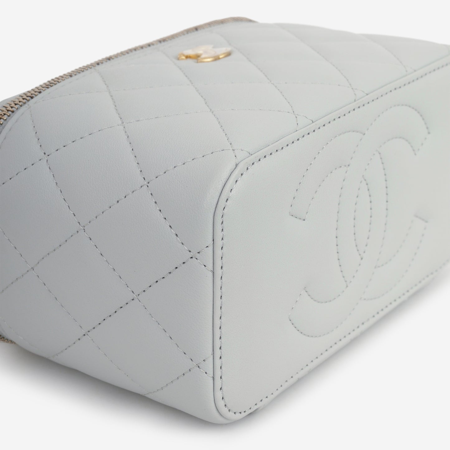 Chanel Small Vanity Pearl Crush - Light Blue Lambskin | Antique Gold Hardware