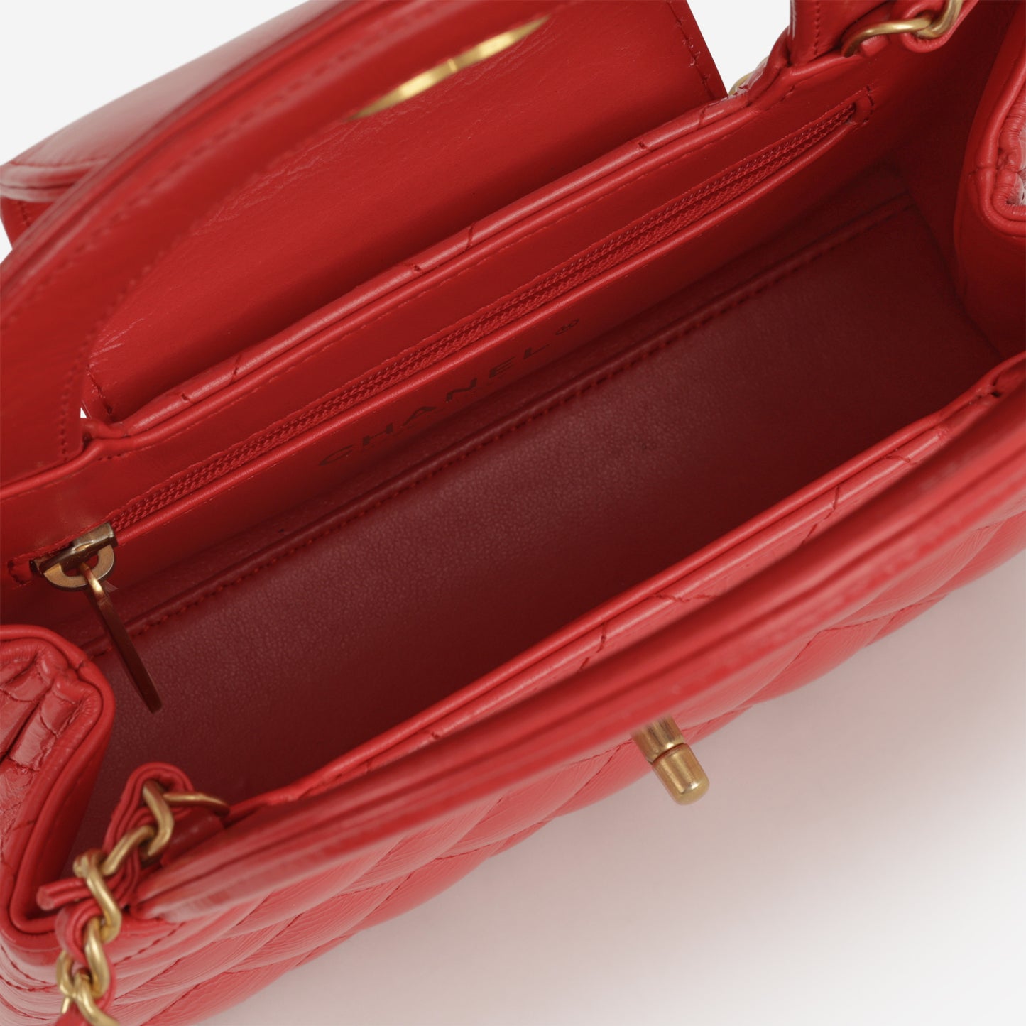 Chanel Small Kelly Re-Edition - Red Shiny Calfskin  | Aged Gold Hardware