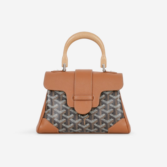 Goyard Saïgon Souple Mini Bag - Black/Tan Goyardine  | Palladium Hardware
