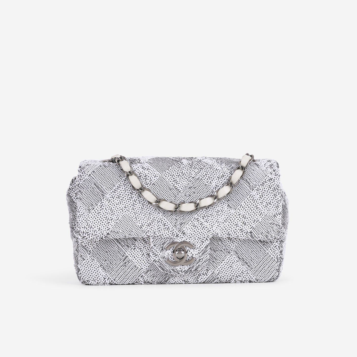 Chanel Mini Rectangular - White / Black Sequins | Gunmetal