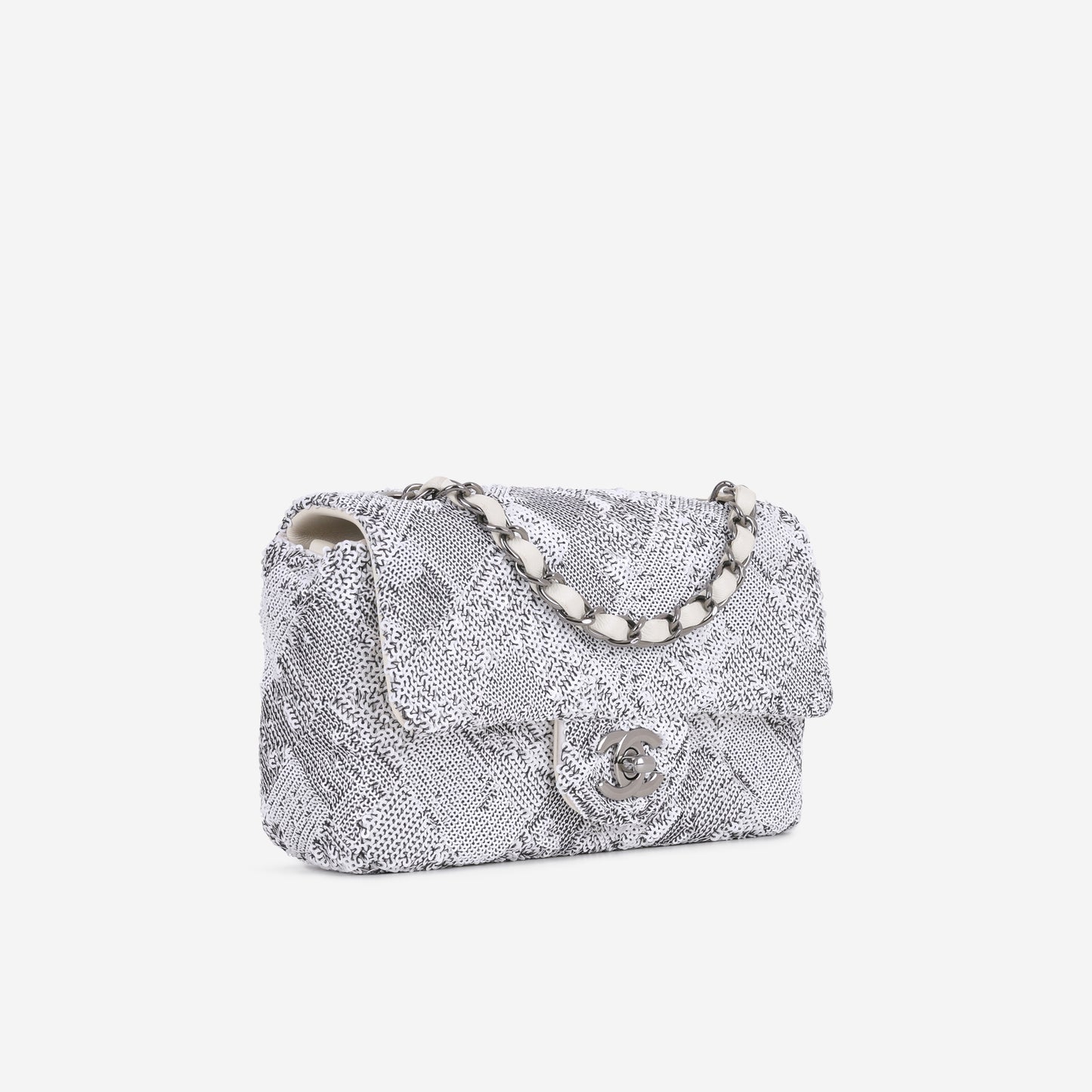 Chanel Mini Rectangular - White / Black Sequins | Gunmetal