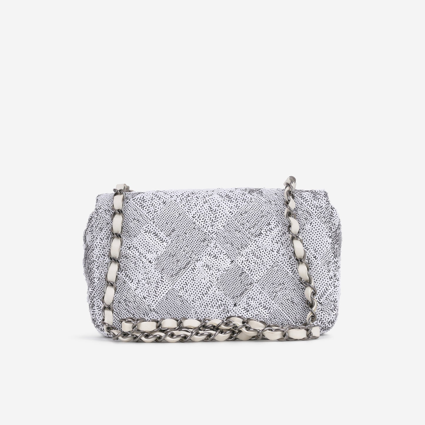 Chanel Mini Rectangular - White / Black Sequins | Gunmetal