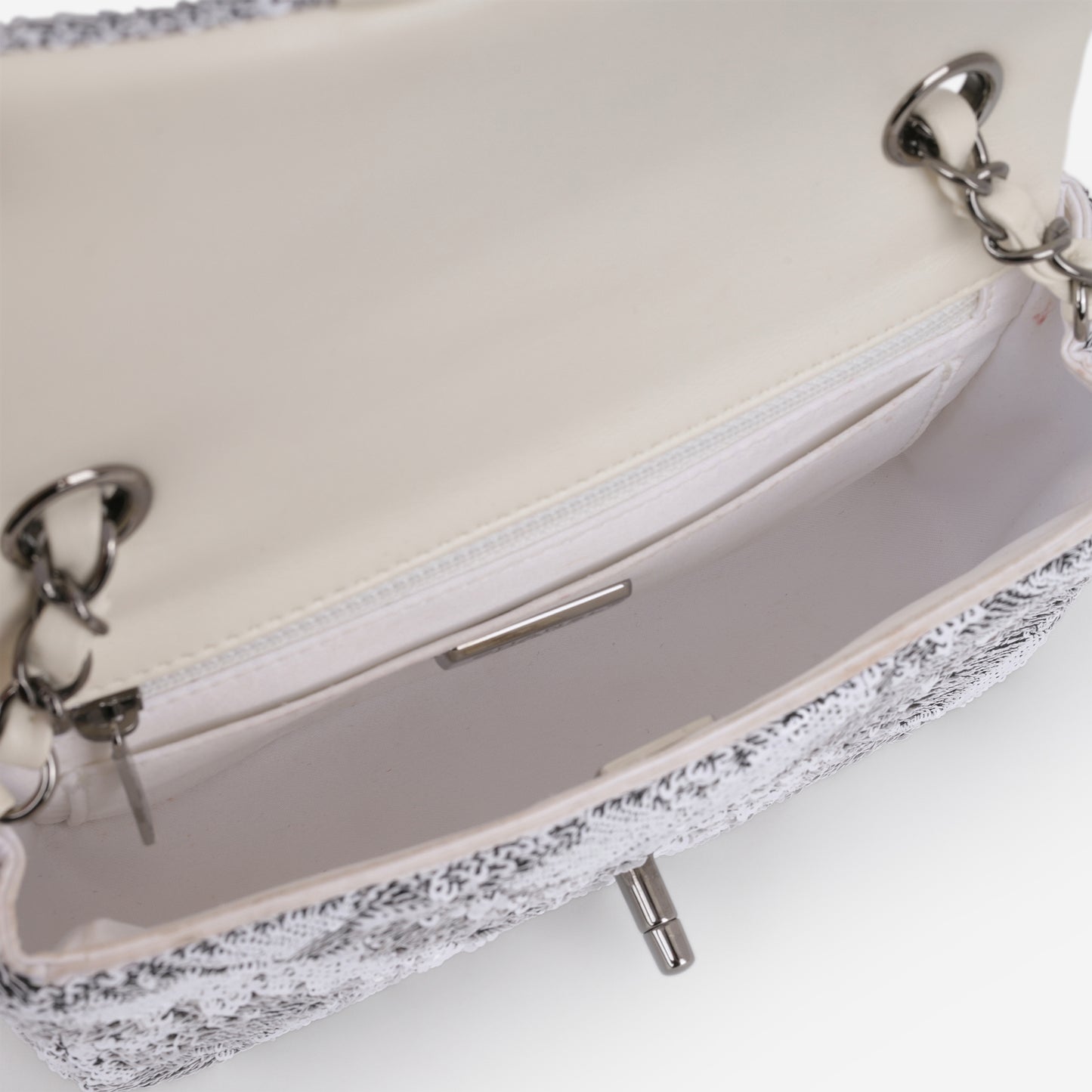Chanel Mini Rectangular - White / Black Sequins | Gunmetal