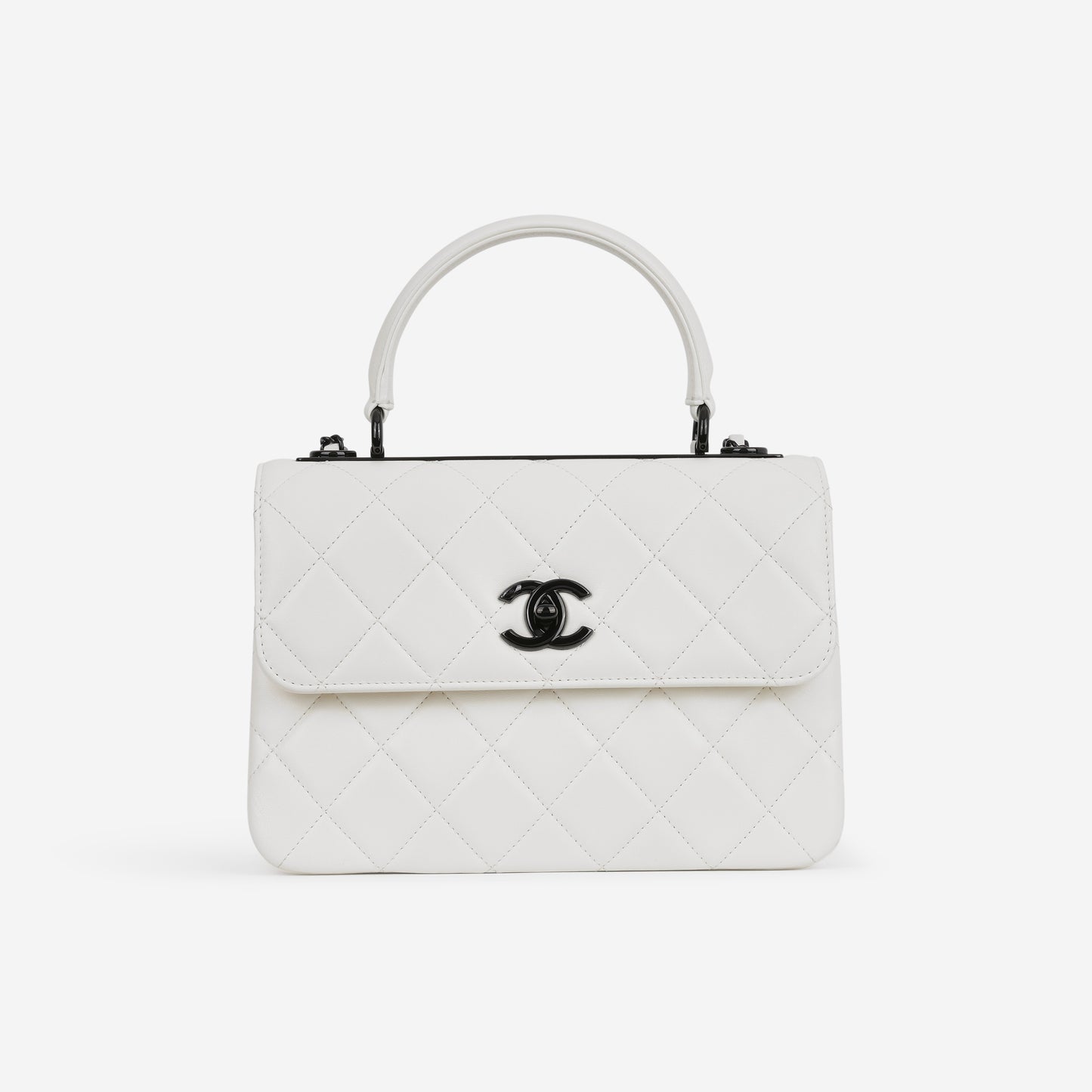 Chanel Small Trendy CC Flap Bag - White Lambskin | So Black Hardware